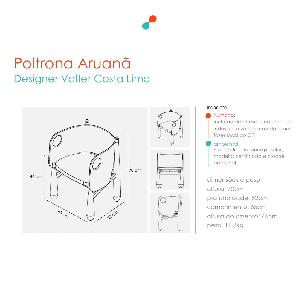 Desenho técnico de Poltrona Aruanã